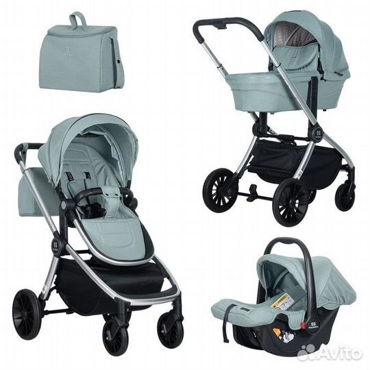 Коляска 3 в 1 новая Farfello мятный