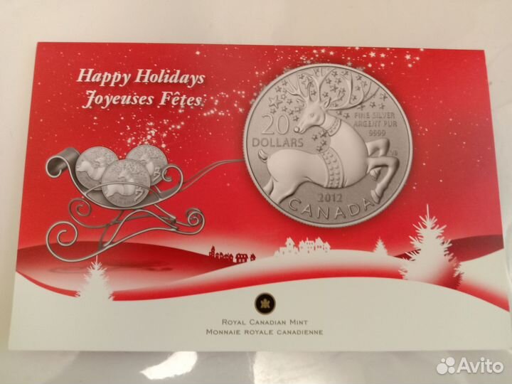 Серебряная монета 20 долларов Канада
