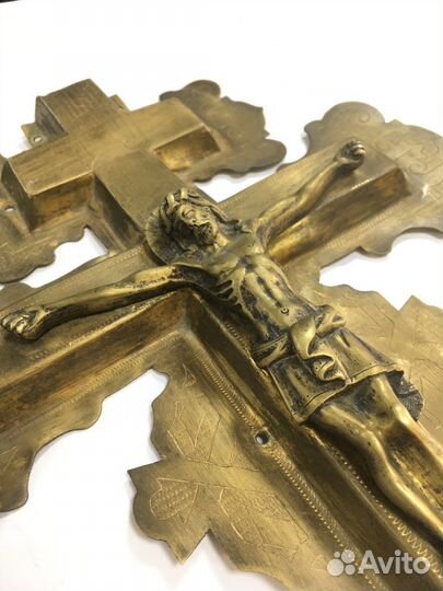 Редкий бронзовый Старинный крест Распятие