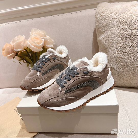 Кроссовки Brunello Cucinelli замша и мех