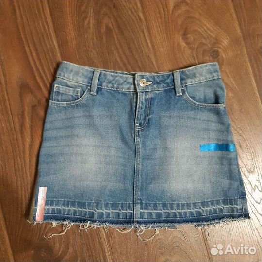 Юбка джинсовая и джинсовые шорты р. 152