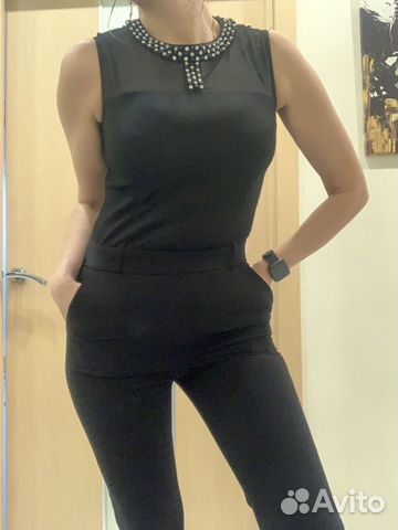 Комбинезон женский со стразами клеш