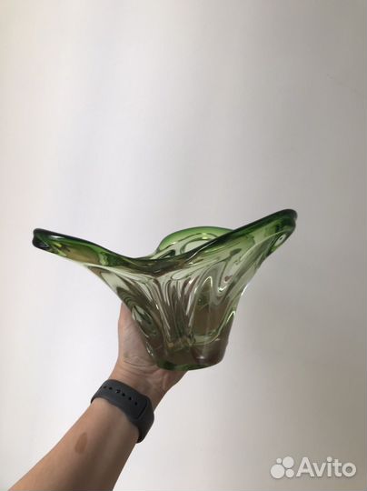 Ваза для фруктов цветное стекло СССР