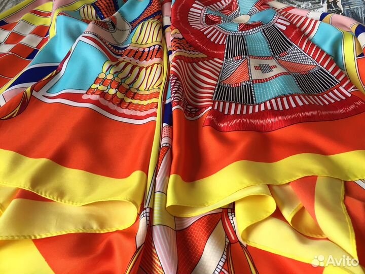 Платок шаль Hermes. Оранжевый. 6 цв