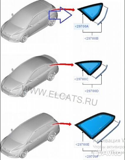 Стекло боковое заднее правое Ford Focus 3