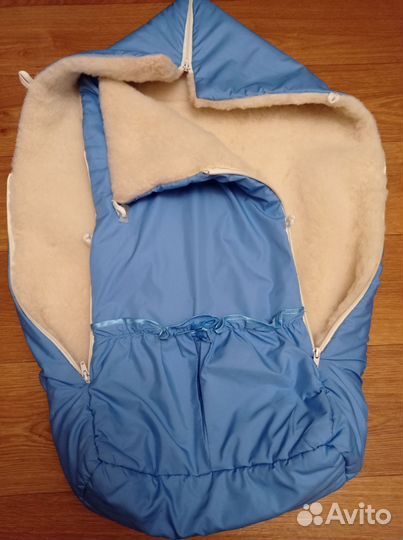 Зимний конверт для новорожденного на овчине