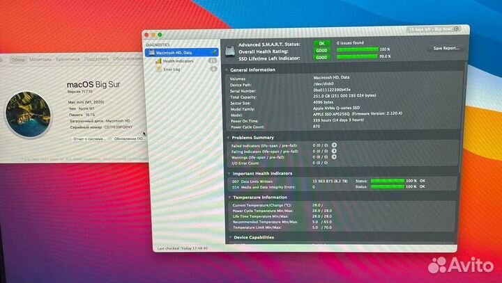 Apple Mac mini M1 16/256, все отлично