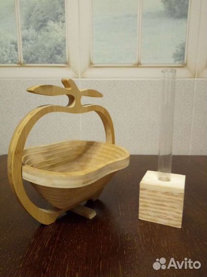 Деревянная Конфетница и ваза-колба