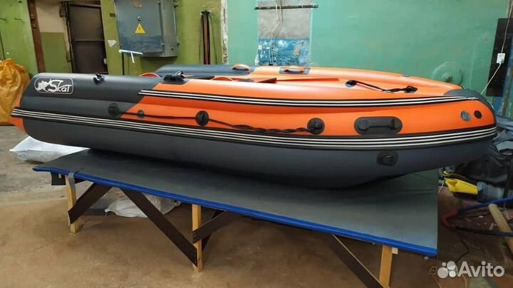 Лодка Skat Тритон 370Fi нд; оранжево-серая
