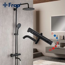 Душевая стойка Frap F24006-6 с термостатом, черный