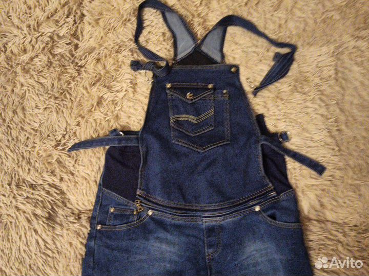 Джинсовый комбинезон для беременных на флисе