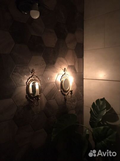 Настенные подсвечники с зеркалом бронза пара