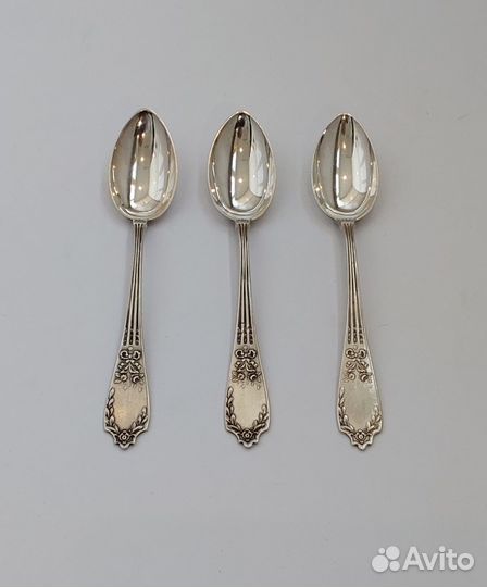 Антикварные Серебряные чайные ложки Рельеф серебро