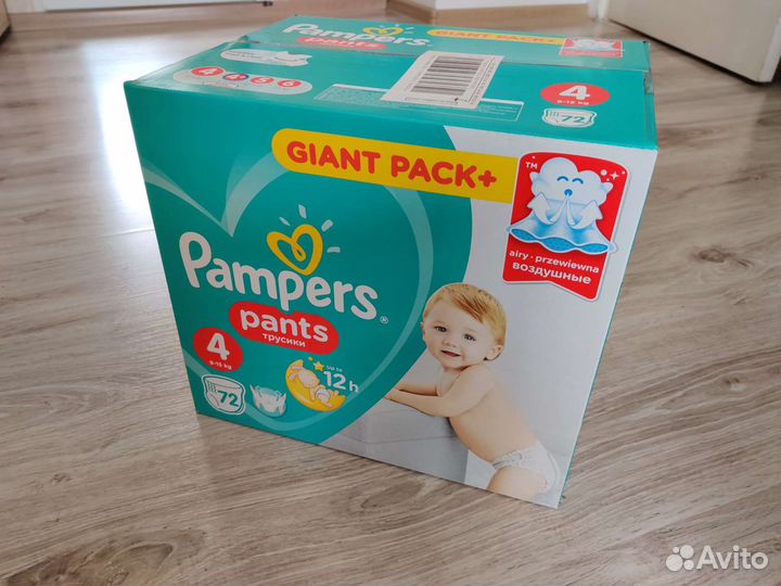 Pampers трусики pants 4, 72 шт. 9 - 15 кг