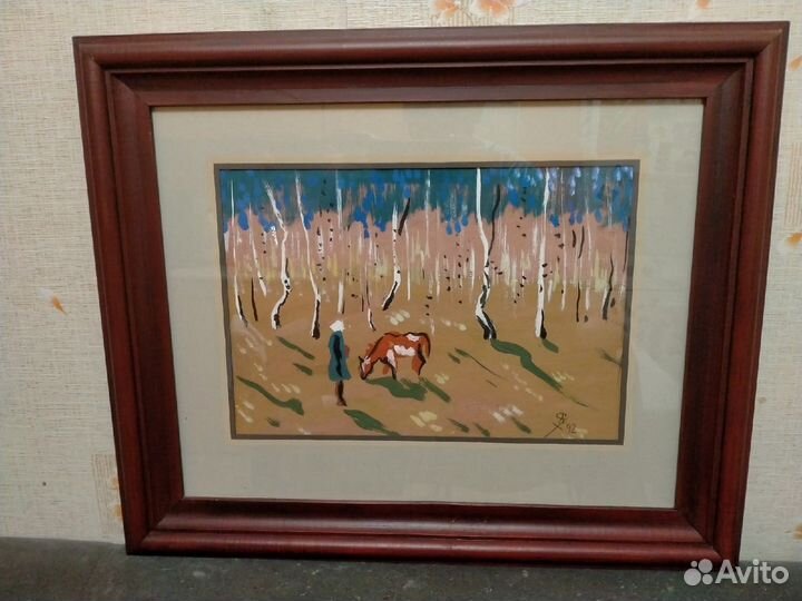 Картина. Девочка с телёнком. А.Г. Суханов