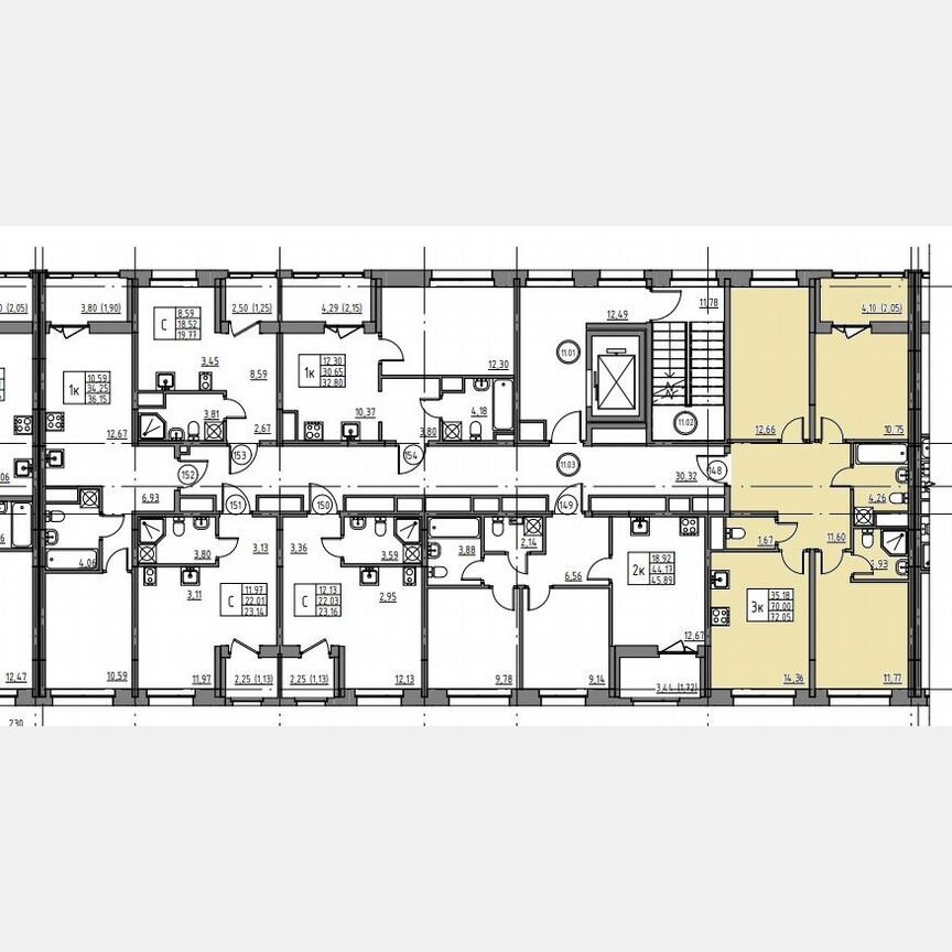 3-к. квартира, 72,1 м², 11/12 эт.