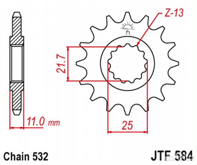 Звезда передняя JT JTF584.17 YZF 1000 R, FZR1000