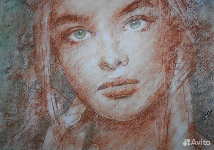 Рисунок - портрет (пастель, уголь, карандаш)
