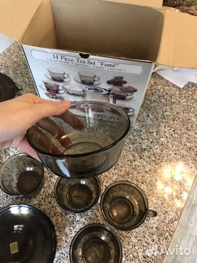 Набор чашек чайник стеклянный набор чайный