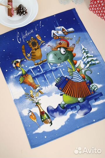 Полотенце кухонное новогоднее с символом 2024 года