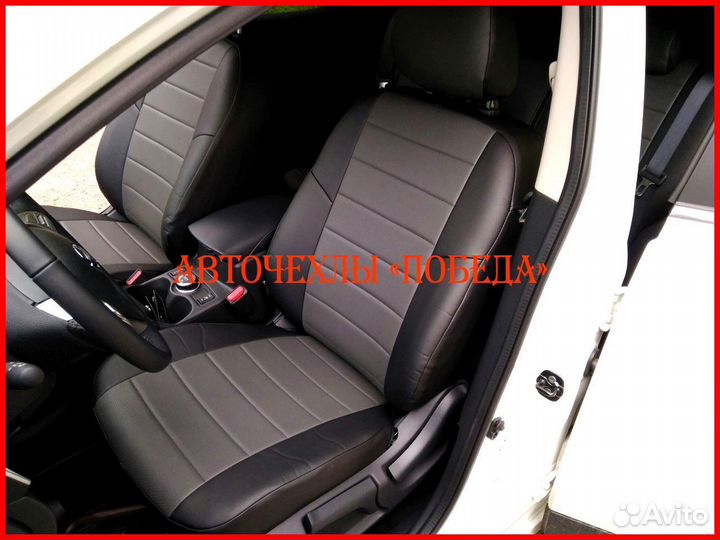 Чехлы Nissan Qashqai 2 из экокожи чёрно-серые