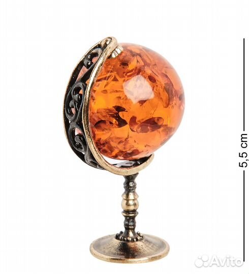 Фигурка Глобус (латунь, янтарь) A2101815