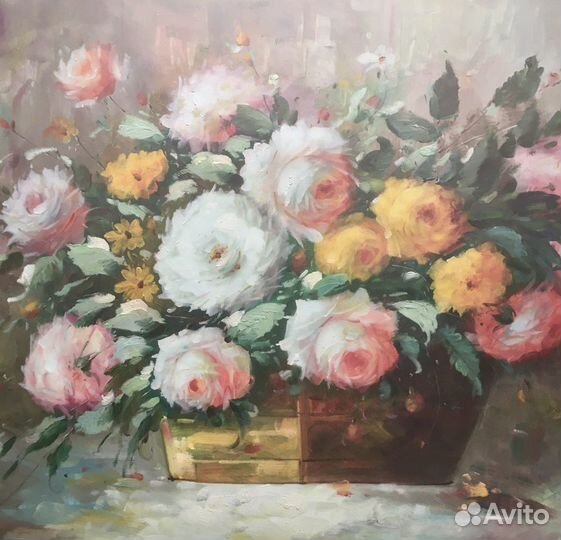Картина Букет роз, на холсте маслом, 60х90