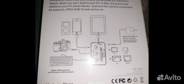 Apple переходник+HUB+картридер на iPad1,2,3.iPhone