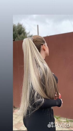 Хвост на резинке премиум, накладной хвост шиньон