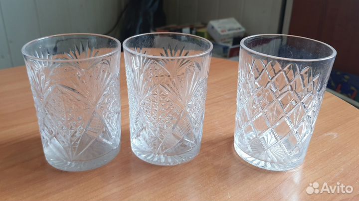 Хрустальные стаканы СССР 3шт