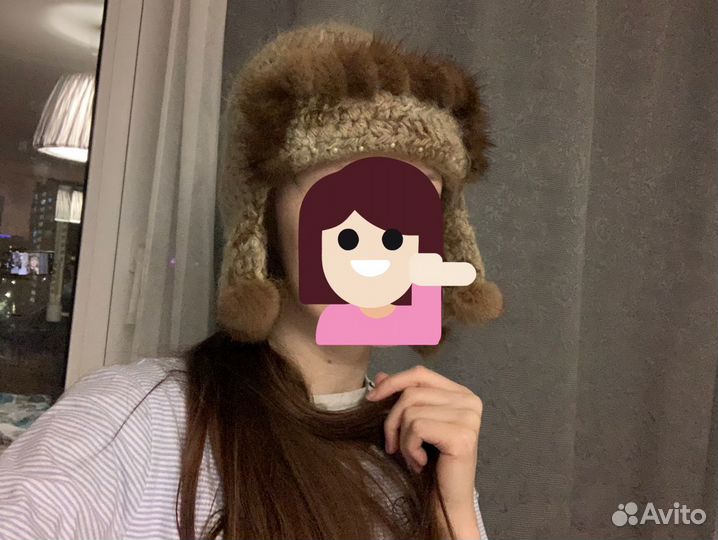 Шапка с мехом норки