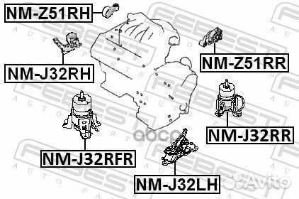 Подушка двигателя перед лев NMJ32LH Febest