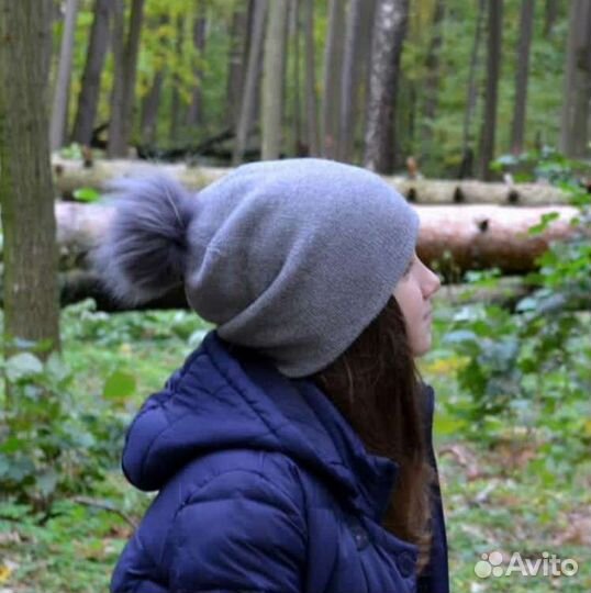 Помпон меховой енот. Серый