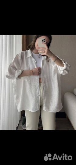 Рубашка белая лен/хлопок