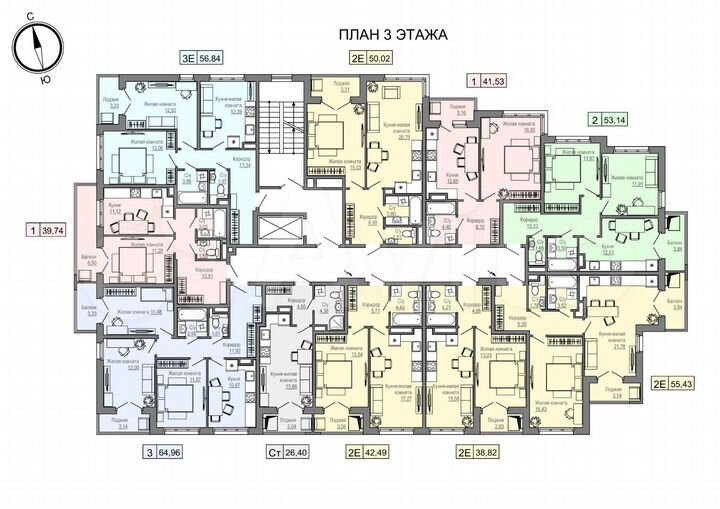 2-к. квартира, 38,8 м², 3/4 эт.