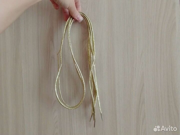 Золотые шнурки для обуви новые, 116 см