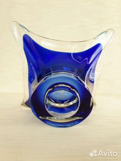 Конфетница синее стекло