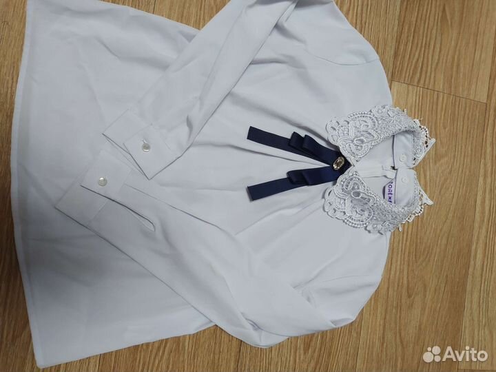 Блузка шелковая для девочки, школьная