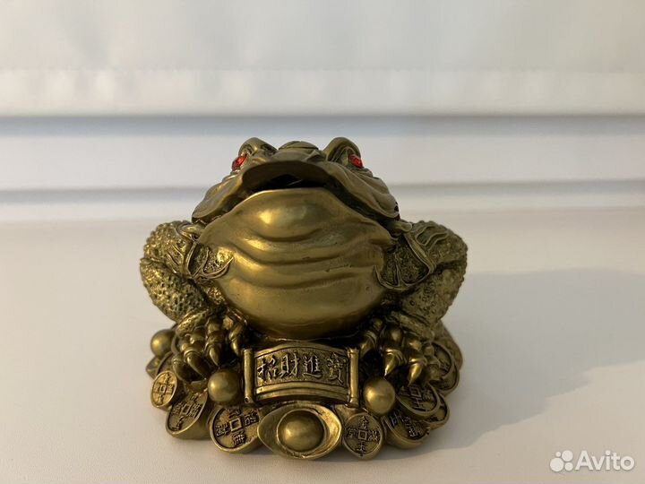 Денежная Жаба большая с монеткой /лягушка Фен-шуй
