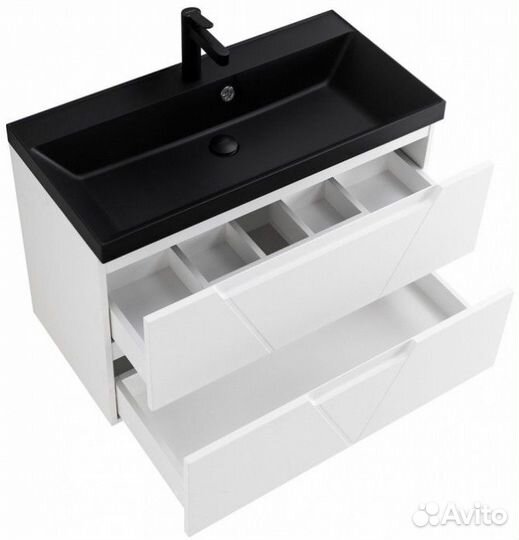 Тумба с раковиной BelBagno Vittoria 90P-BB900/450-LV-ART-AST-nero Bianco Lucido