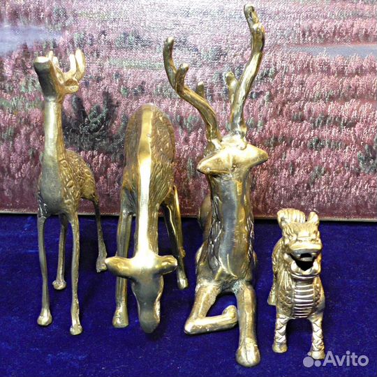 Дракон.Лунма.Лось.Лошадь.Статуэтка.Латунь.Декор