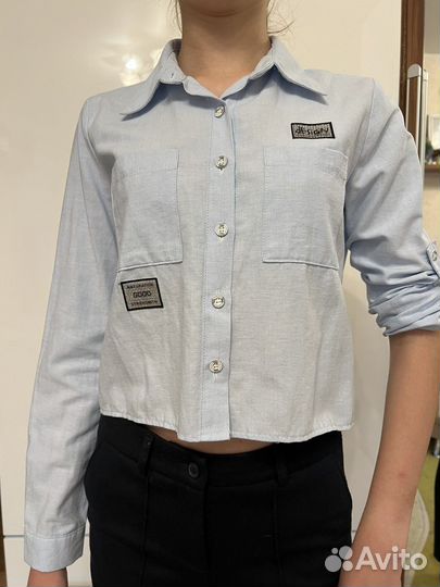 Рубашка школьная 100 хлопок, рост 140