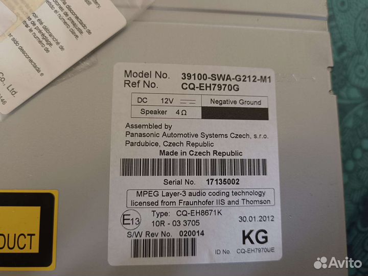 Магнитола honda cr-v 3