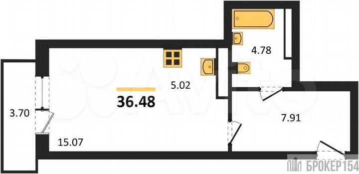 Квартира-студия, 36,5 м², 26/27 эт.