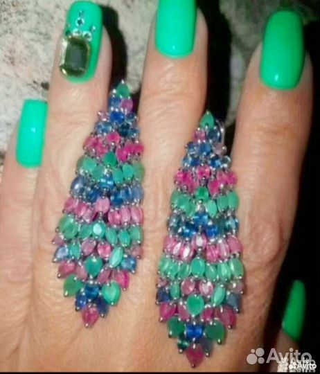 Серьги серебро с натуральными камнями