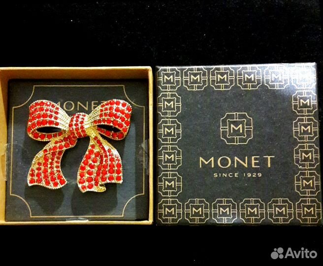 Rare Винтажная брошь бант monet США 5.5 см