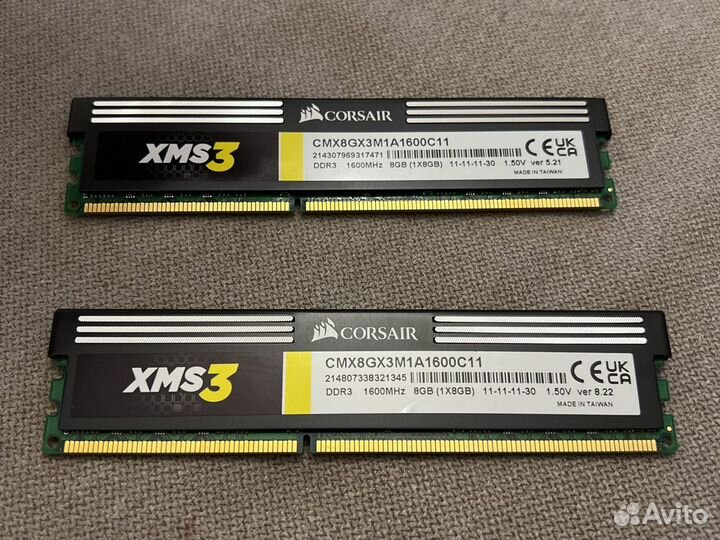 Оперативная память Corsair ddr3 8 gb 1600мгц