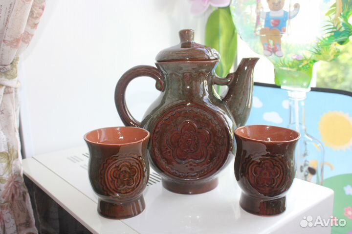 Набор керамика (кувшин и 2 бокала) ссср+доставка