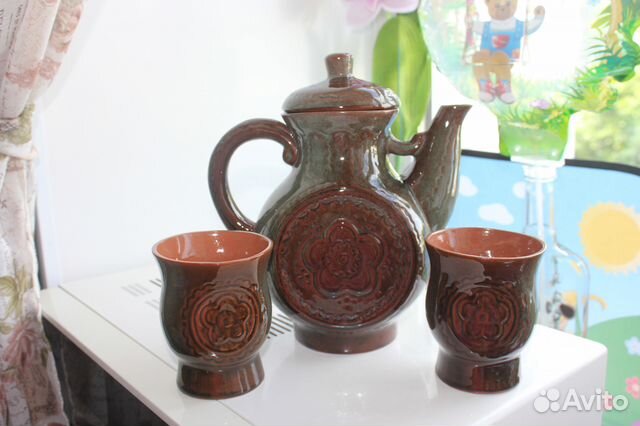 Набор керамика (кувшин и 2 бокала) ссср+доставка