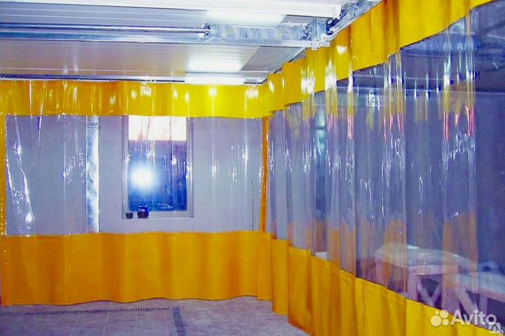 Шторы для автомойки из пвх с прозрачной вставкой